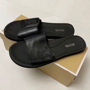 Michael Kors MK Logo Adjustable Slides Black